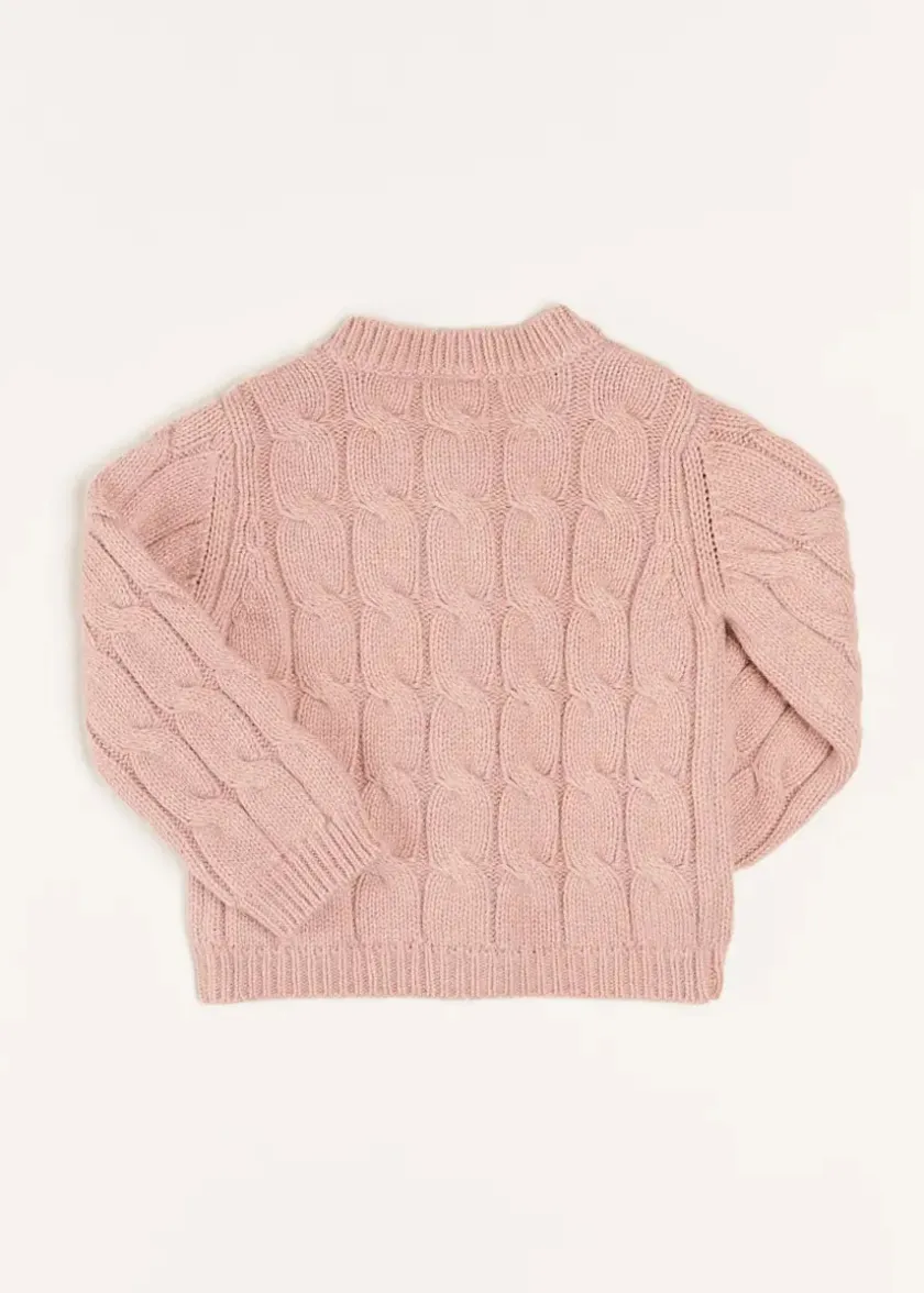 Knitwear & Cardigans | Knitwear & Cardigans | Pepa London Chunky Cable Detail Cardigan in Pink (6mths-10yrs)
