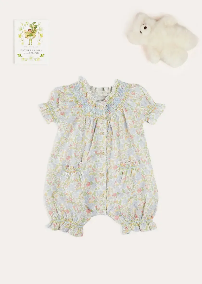 Lookbooks | Pepa London Clara Floral All-In-One Pyjamas in Green (9mths-2yrs) | White Teddy Bear (100% Alpaca Fur) | Flower Fairies of the Spring Book in White