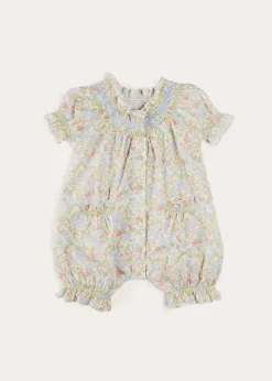 Nightwear | Pepa London Clara Floral All-In-One Pyjamas in Green (9mths-2yrs)
