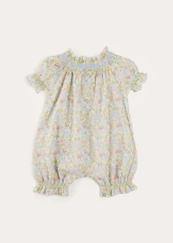 Nightwear | Pepa London Clara Floral All-In-One Pyjamas in Green (9mths-2yrs)