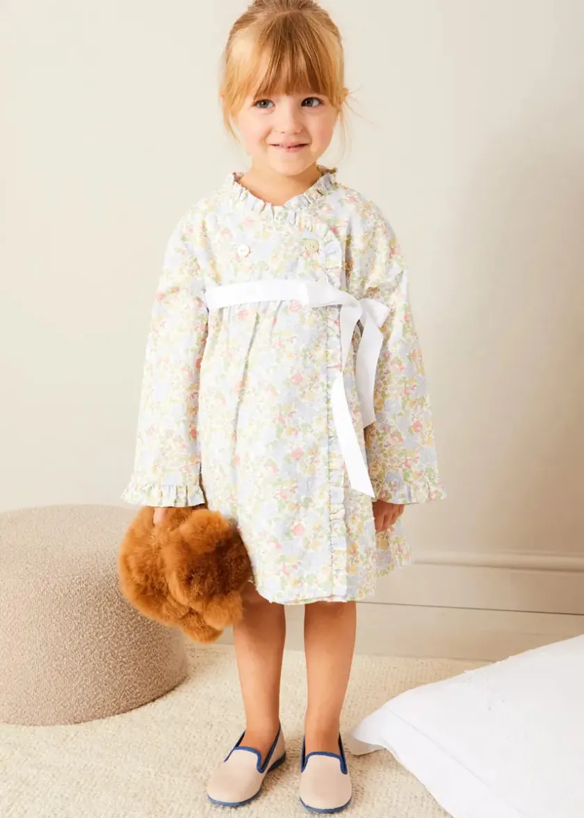 Nightwear | Nightwear | Pepa London Clara Floral Bow Detail Dressing Gown in Green (18mths-10yrs)