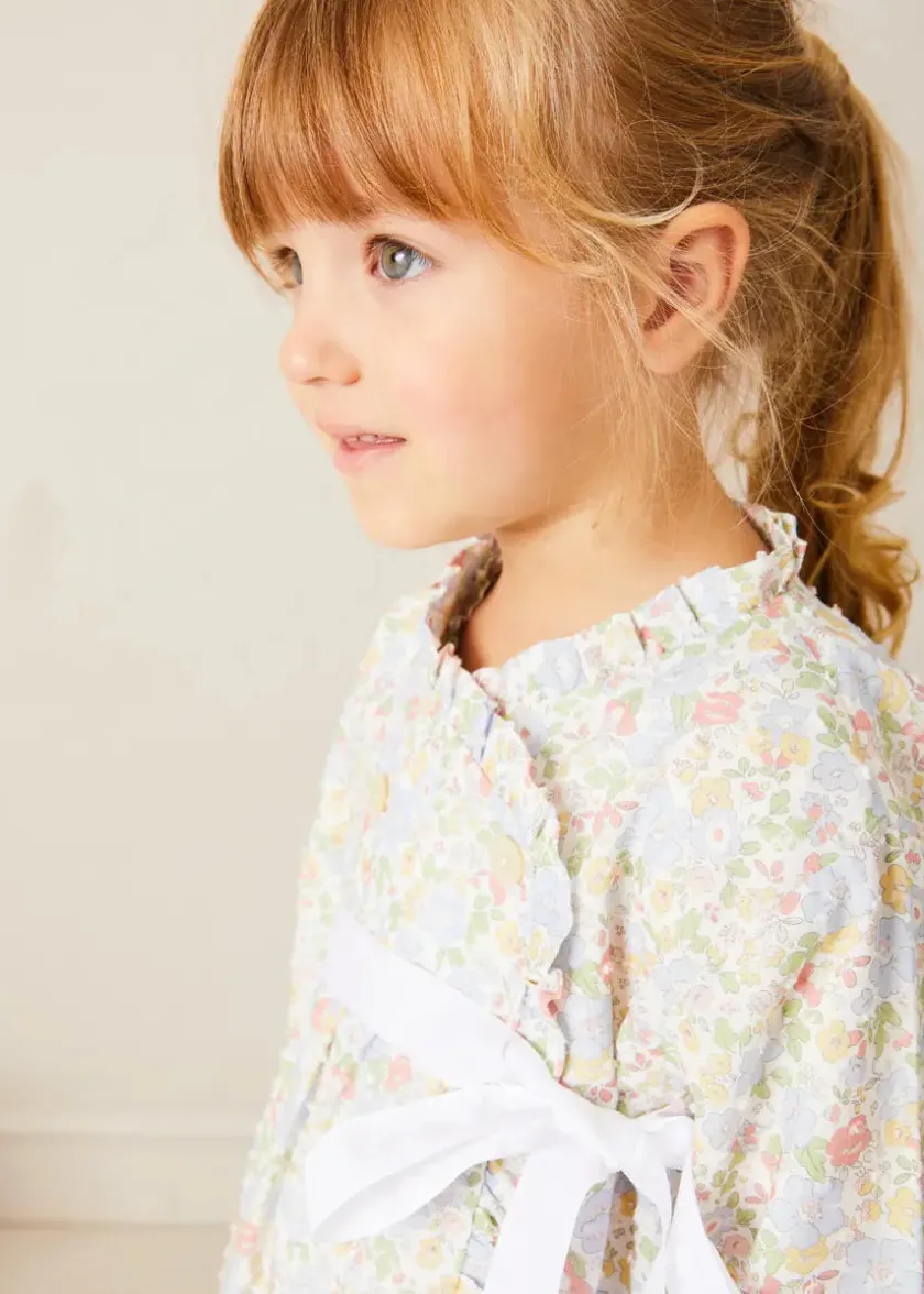 Nightwear | Nightwear | Pepa London Clara Floral Bow Detail Dressing Gown in Green (18mths-10yrs)