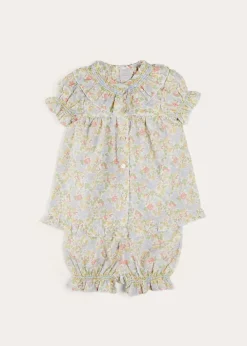 Nightwear | Nightwear | Pepa London Clara Floral Ruffle Collar Short Sleeve Pyjamas in Green (18mths-10yrs)