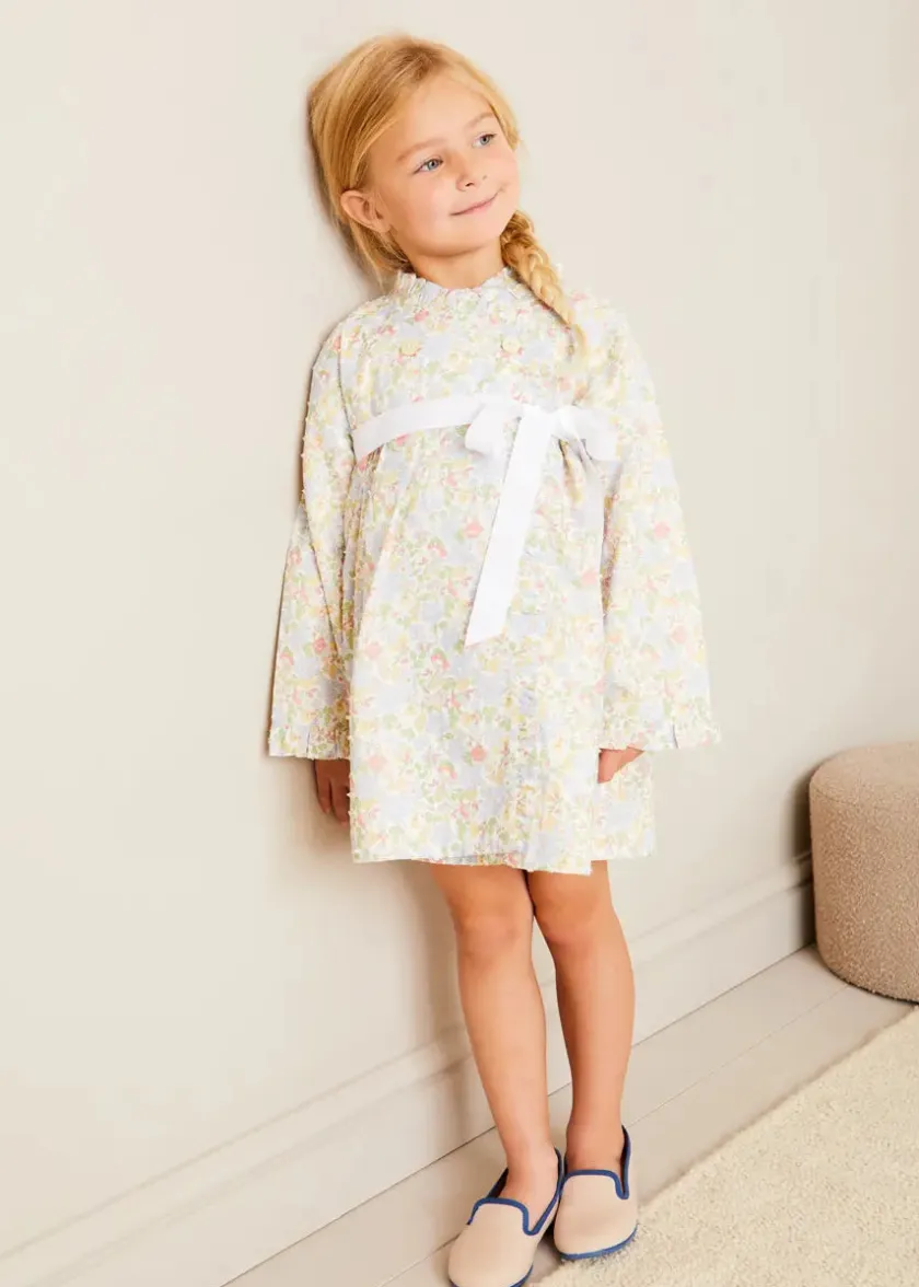 Lookbooks | Pepa London Clara Floral Ruffle Collar Short Sleeve Pyjamas in Green (18mths-10yrs) | Clara Floral Bow Detail Dressing Gown in Green (18mths-10yrs) | Linen Slippers With Contrast Piping in Cream (24-35EU) | White Teddy Bear (100% Alpaca Fur) | Flower Fairies of the Summer Book in White