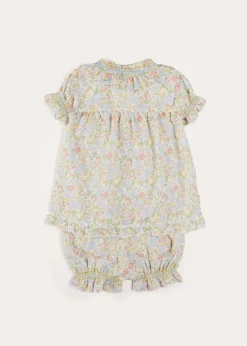 Nightwear | Nightwear | Pepa London Clara Floral Ruffle Collar Short Sleeve Pyjamas in Green (18mths-10yrs)