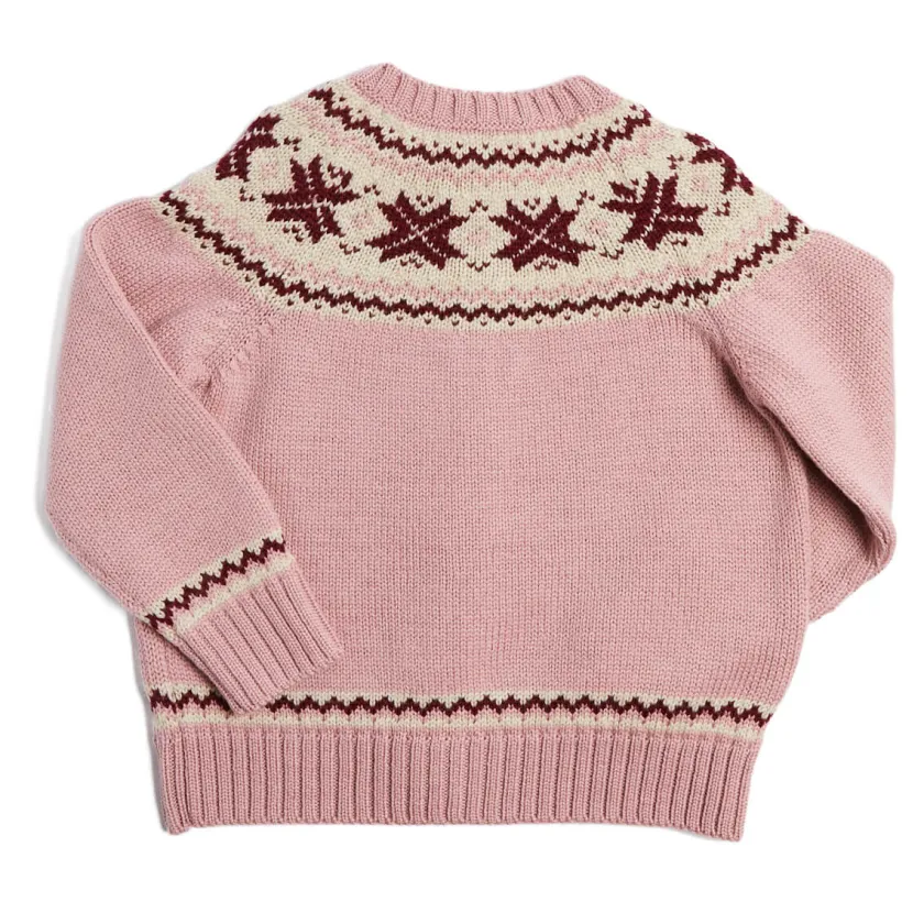 Knitwear & Cardigans | Knitwear & Cardigans | Pepa London Classic Fair Isle Cardigan With Rib Details in Pink (12mths-10yrs)