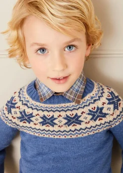 Knitwear & Cardigans | Knitwear & Cardigans | Pepa London Classic Fair Isle Jumper in Blue (18mths-10yrs)