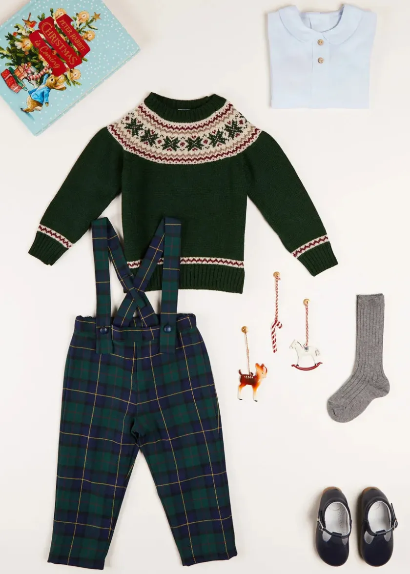 Knitwear & Cardigans | Knitwear & Cardigans | Pepa London Classic Fair Isle Merino Wool Jumper in Green (12mths-10yrs)