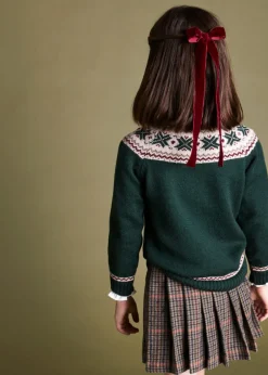 Knitwear & Cardigans | Knitwear & Cardigans | Pepa London Classic Fair Isle Merino Wool Jumper in Green (12mths-10yrs)