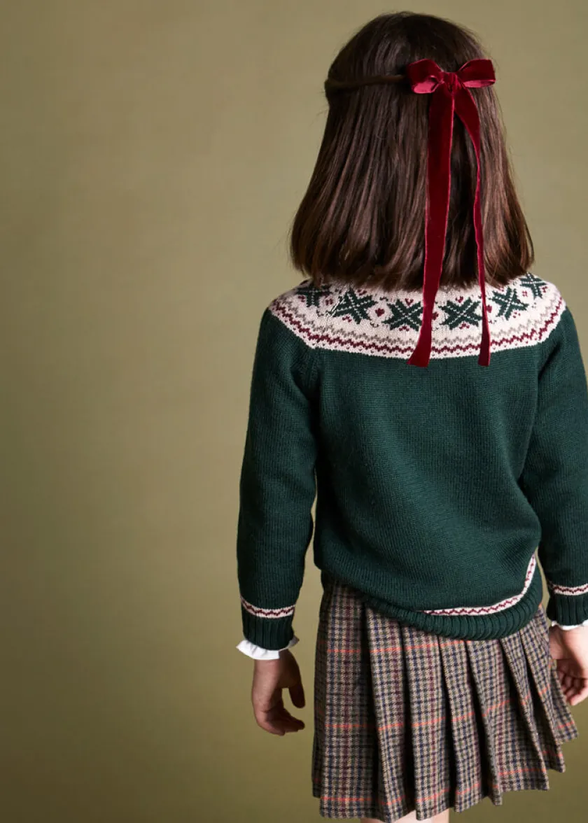 Knitwear & Cardigans | Knitwear & Cardigans | Pepa London Classic Fair Isle Merino Wool Jumper in Green (12mths-10yrs)