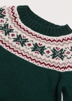 Knitwear & Cardigans | Knitwear & Cardigans | Pepa London Classic Fair Isle Merino Wool Jumper in Green (12mths-10yrs)