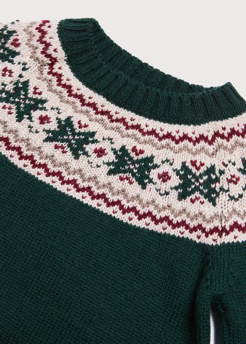 Knitwear & Cardigans | Knitwear & Cardigans | Pepa London Classic Fair Isle Merino Wool Jumper in Green (12mths-10yrs)