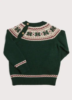 Knitwear & Cardigans | Knitwear & Cardigans | Pepa London Classic Fair Isle Merino Wool Jumper in Green (12mths-10yrs)