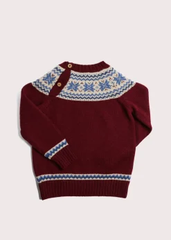 Knitwear & Cardigans | Knitwear & Cardigans | Pepa London Classic Fair Isle Merino Wool Jumper in Burgundy (12mths-10yrs)