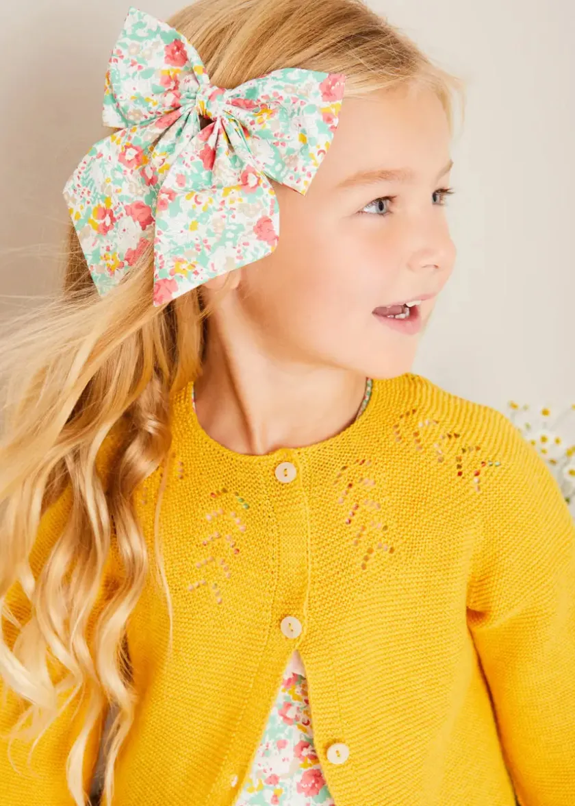 Hair Accessories | Hair Accessories | Pepa London Clementine Floral Long Bow Hair Clip in Coral