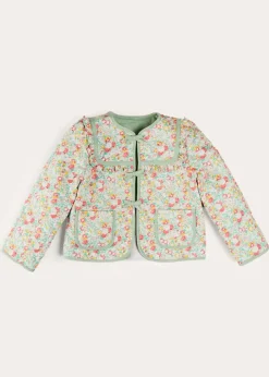 Up To 12 Years | Coats & Jackets | Pepa London Clementine Floral Quilted Reversible Jacket in Coral (4-12yrs)