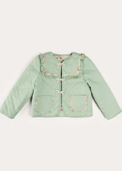 Up To 12 Years | Coats & Jackets | Pepa London Clementine Floral Quilted Reversible Jacket in Coral (4-12yrs)