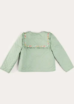 Up To 12 Years | Coats & Jackets | Pepa London Clementine Floral Quilted Reversible Jacket in Coral (4-12yrs)