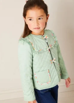 Up To 12 Years | Coats & Jackets | Pepa London Clementine Floral Quilted Reversible Jacket in Coral (4-12yrs)