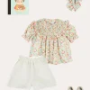 Lookbooks | Pepa London Clementine Floral Smock Detail Short Sleeve Blouse in Coral (2-12yrs) | Scallop Trim Embroidered Shorts in White (2-10yrs) | Clementine Floral Quilted Reversible Jacket in Coral (4-12yrs) | Floral Openwork Cotton Cardigan in Pink (2-10yrs) | Linen Ballerina Shoes in Ivory (24-36EU) | Clementine Floral Long Bow Hair Clip in Coral | Little People, Big Dreams - Frida Kahlo Book in Green