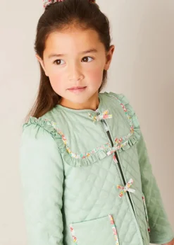 Lookbooks | Pepa London Clementine Floral Smock Detail Short Sleeve Blouse in Coral (2-12yrs) | Scallop Trim Embroidered Shorts in White (2-10yrs) | Clementine Floral Quilted Reversible Jacket in Coral (4-12yrs) | Floral Openwork Cotton Cardigan in Pink (2-10yrs) | Linen Ballerina Shoes in Ivory (24-36EU) | Clementine Floral Long Bow Hair Clip in Coral | Little People, Big Dreams - Frida Kahlo Book in Green