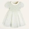Dresses | Dresses | Pepa London Constance Floral Print Hand Smocked Short Sleeve Party Dress in Light Green (12m-10yrs)