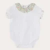 Bodysuits & Baby Grows | Pepa London Cordelia Embroidered Double Collar Bodysuit in Pink Made with Liberty Fabric (1m-3yrs)