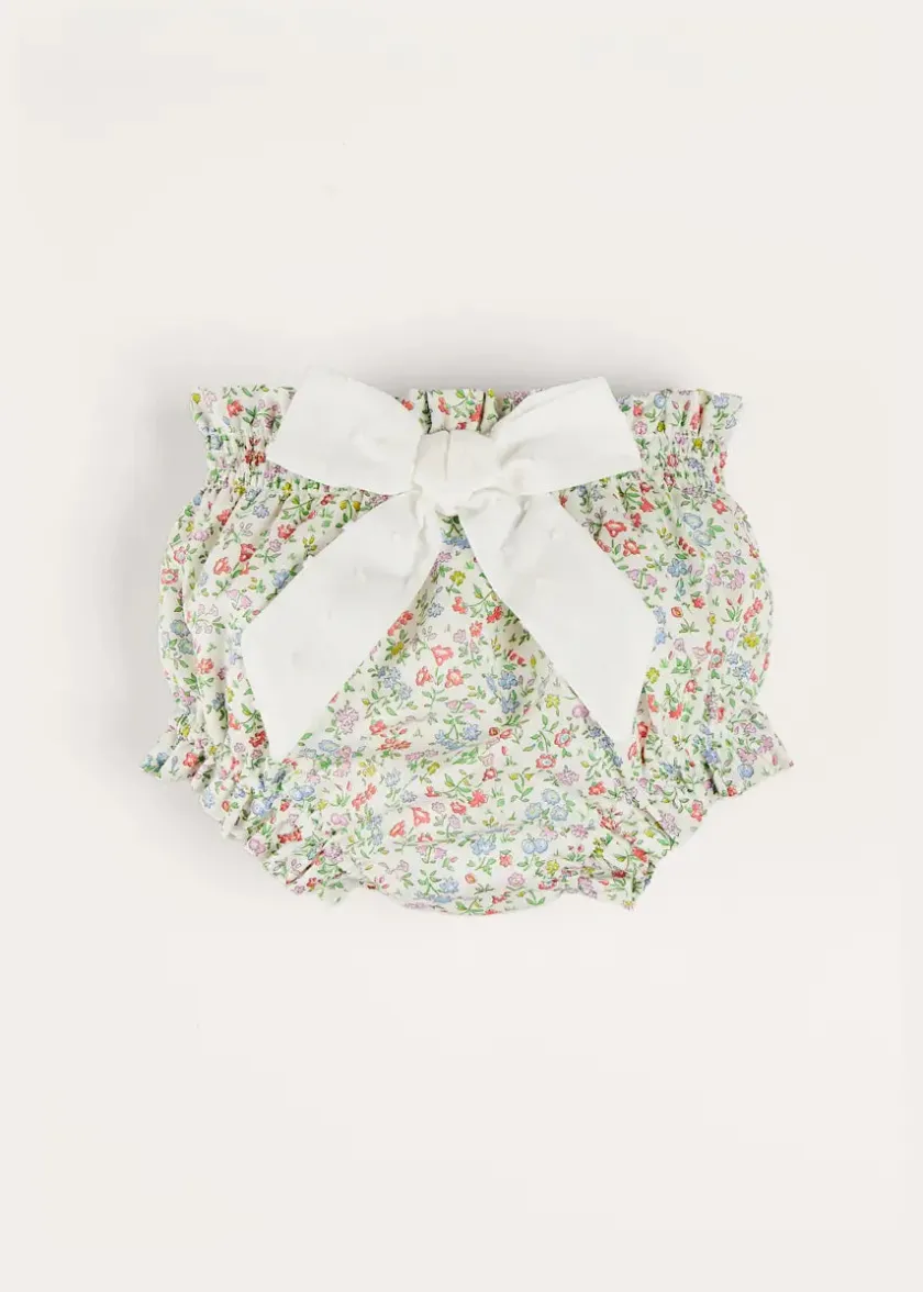 Bloomers & Shorts | Bloomers & Pants | Pepa London Cordelia Floral Bloomer with Bow in Pink Made with Liberty Fabric (1m-2yrs)