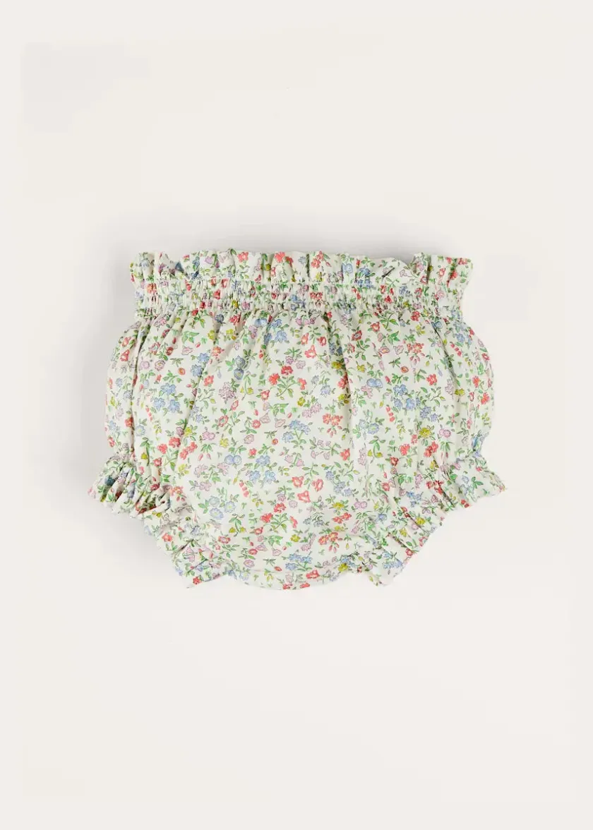 Bloomers & Shorts | Bloomers & Pants | Pepa London Cordelia Floral Bloomer with Bow in Pink Made with Liberty Fabric (1m-2yrs)