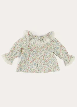 Blouses | Pepa London Cordelia Floral Long Sleeve Blouse in Pink Made with Liberty Fabric (1-12m)