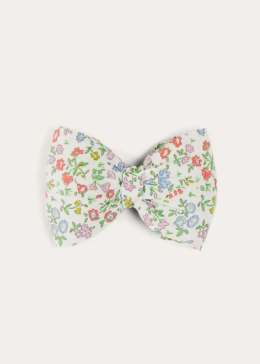 Hair Accessories | Hair Accessories | Pepa London Cordelia Floral Medium Bow Clip in Pink Made with Liberty Fabric