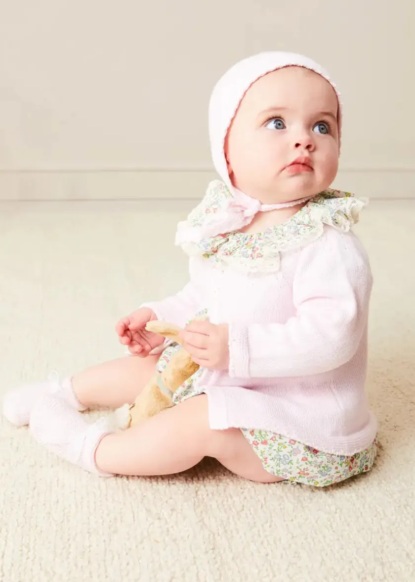 Dresses | Dresses | Pepa London Cordelia Floral Ruffle Collar Short Sleeve Dress in Green Made with Liberty Fabric (1-12m)