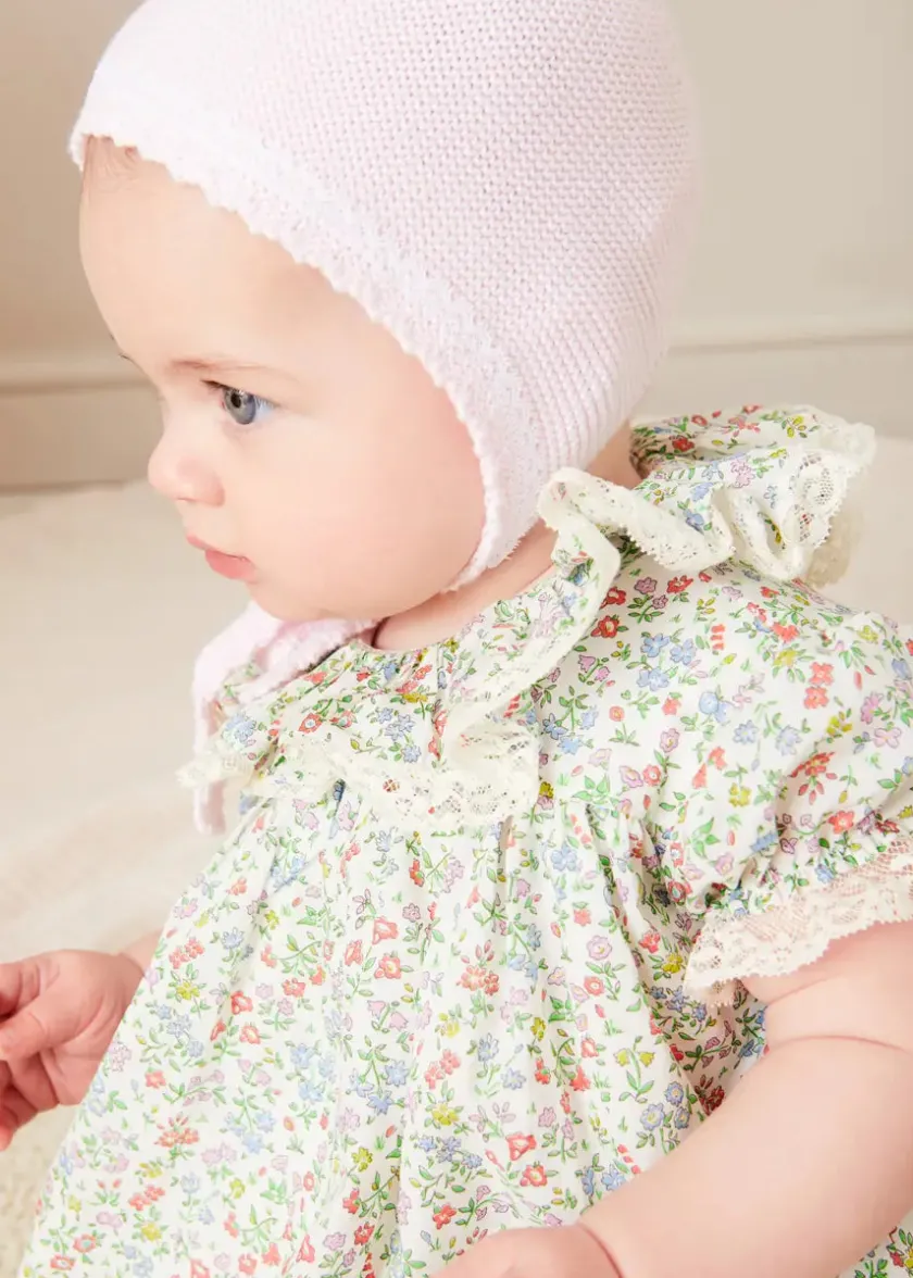 Dresses | Dresses | Pepa London Cordelia Floral Ruffle Collar Short Sleeve Dress in Green Made with Liberty Fabric (1-12m)