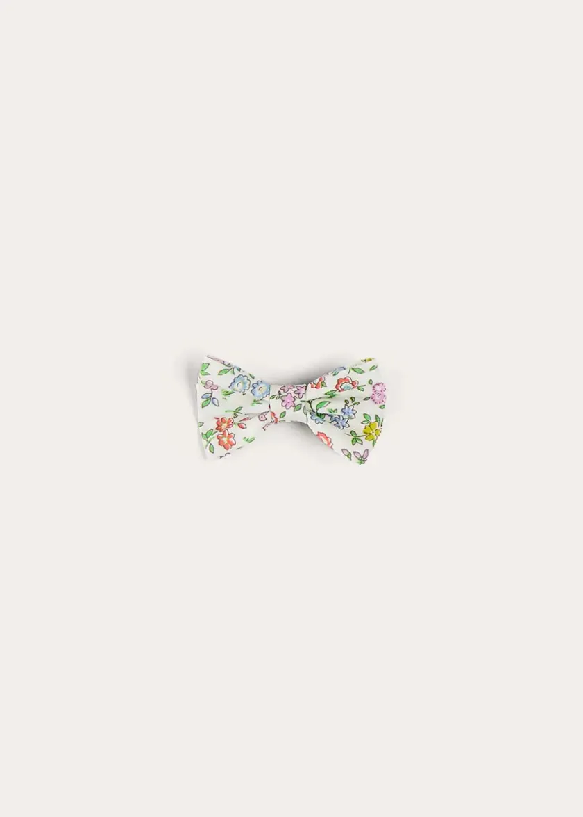 Hair Accessories | Hair Accessories | Pepa London Cordelia Floral Small Bow Clip in Pink Made with Liberty Fabric