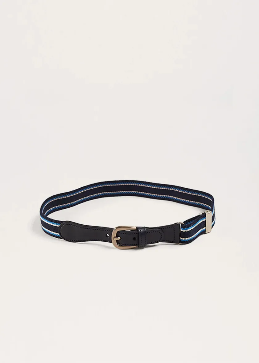 Belts & Braces | Pepa London Dark Blue Striped Belt
