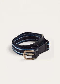 Belts & Braces | Pepa London Dark Blue Striped Belt