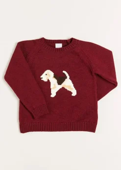 Knitwear & Cardigans | Knitwear & Cardigans | Pepa London Doggy Intarsia Jumper in Burgundy (12mths-10yrs)
