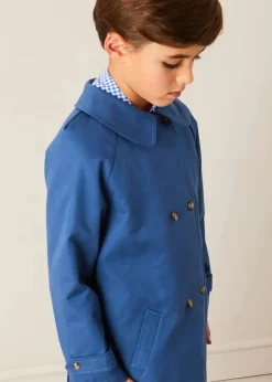 Coats & Jackets | Coats & Jackets | Pepa London Double Breasted Coat With Detachable Hood in Blue (18mths-10yrs)