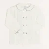 Tops & Shirts | Tops & Shirts | Pepa London Double-Breasted Peter Pan Collar Long Sleeve Shirt with Blue Silk Piping (18mths-10yrs)