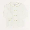 Tops & Shirts | Tops & Shirts | Pepa London Double-Breasted Peter Pan Collar Shirt with Green Silk Piping (12mths-10yrs)