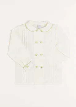 Tops & Shirts | Tops & Shirts | Pepa London Double-Breasted Peter Pan Collar Shirt with Green Silk Piping (12mths-10yrs)