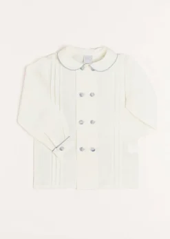Tops & Shirts | Tops & Shirts | Pepa London Double-Breasted Peter Pan Collar Long Sleeve Shirt with Blue Silk Piping (18mths-10yrs)