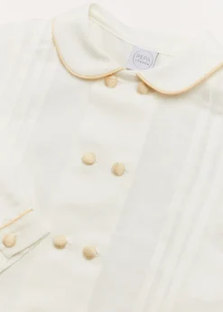 Tops & Shirts | Tops & Shirts | Pepa London Double-Breasted Peter Pan Collar Long Sleeve Shirt with Beige Silk Piping (18mths-10yrs)