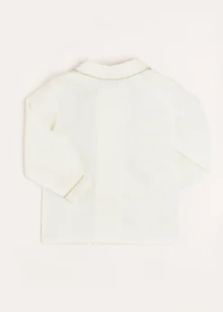 Tops & Shirts | Tops & Shirts | Pepa London Double-Breasted Peter Pan Collar Shirt with Green Silk Piping (12mths-10yrs)