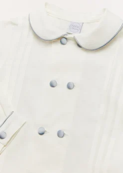 Tops & Shirts | Tops & Shirts | Pepa London Double-Breasted Peter Pan Collar Long Sleeve Shirt with Blue Silk Piping (18mths-10yrs)