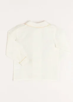 Tops & Shirts | Tops & Shirts | Pepa London Double-Breasted Peter Pan Collar Long Sleeve Shirt with Beige Silk Piping (18mths-10yrs)