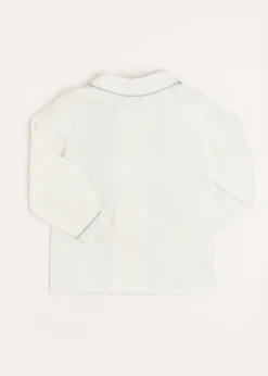 Tops & Shirts | Tops & Shirts | Pepa London Double-Breasted Peter Pan Collar Long Sleeve Shirt with Blue Silk Piping (18mths-10yrs)