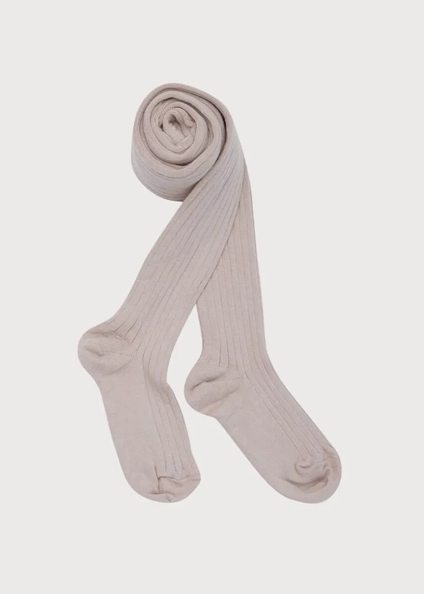 Socks & Tights | Socks & Tights | Pepa London Dusky Pink Ribbed Tights (0mths-10yrs)