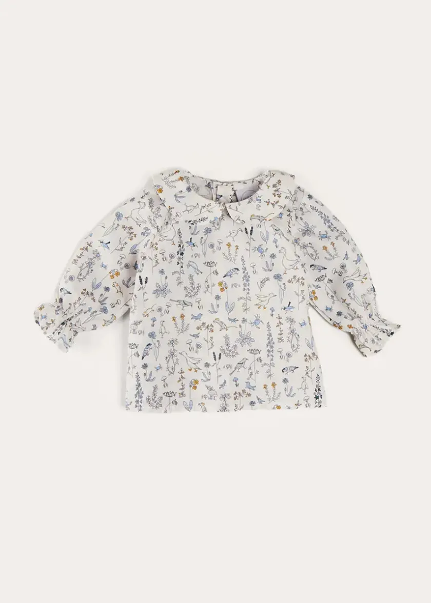 Blouses | Pepa London Ellis Floral Long Sleeve Blouse in Blue Made with Liberty Fabric (1-12m)