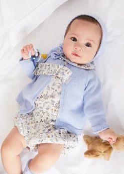 Lookbooks | Pepa London Ellis Floral Long Sleeve Blouse in Blue Made with Liberty Fabric (1-12m) | Ellis Floral Bloomer in Blue Made with Liberty Fabric (1m-3yrs) | Openwork Detail Baby Cardigan in Blue (1-12mths) | Lace Detail Knitted Bonnet in Blue (1-6mths) | Lace Detail Knitted Booties in Blue | Ellis Birds Tie Hat in Blue Made with Liberty Fabric (XS-L) | Ellis Dummy Clip in Blue Made with Liberty Fabric